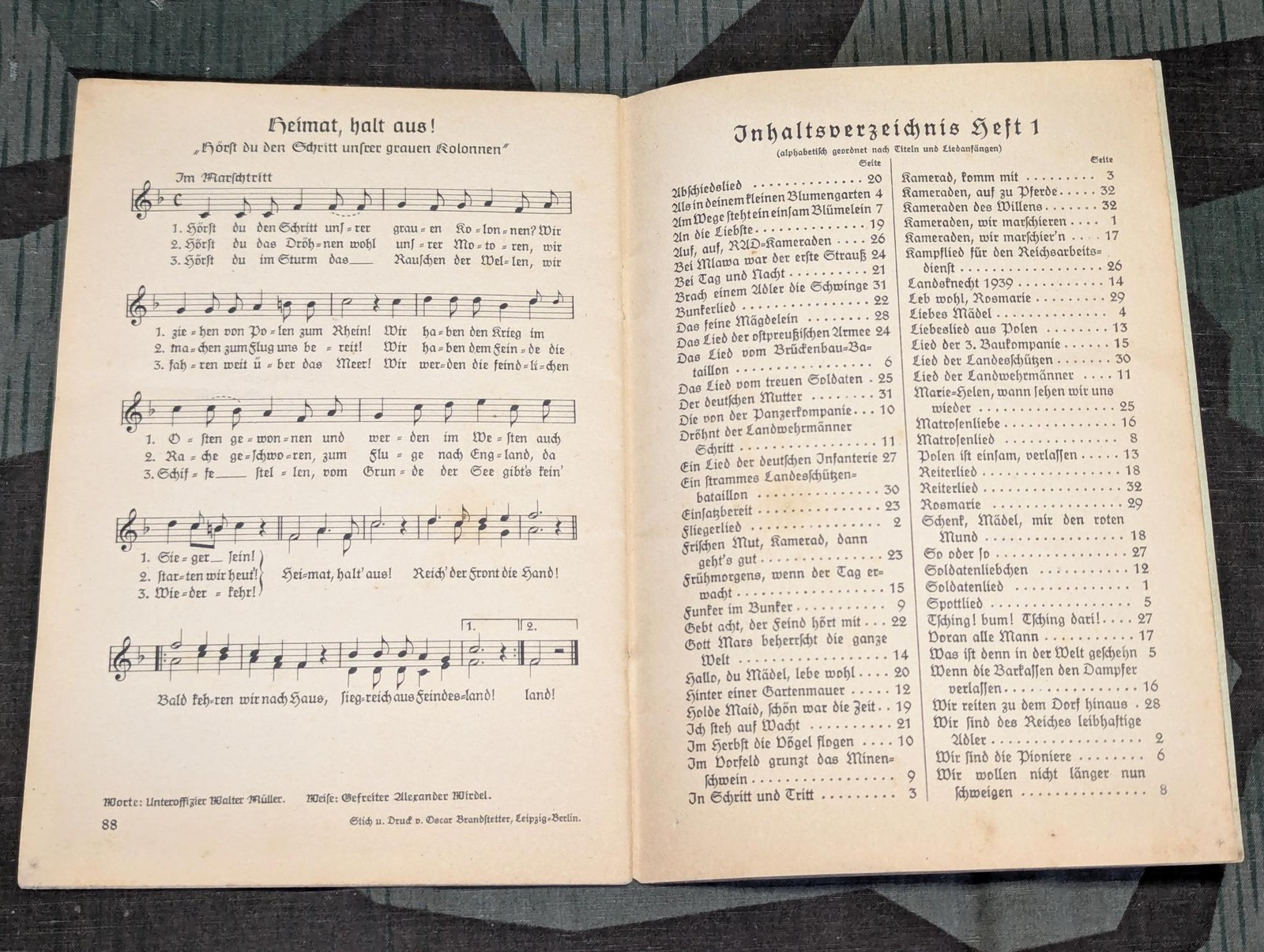 WWII German 1940 Das Lied der Front Soldier Song Book Heft 3 Original Wehrmacht