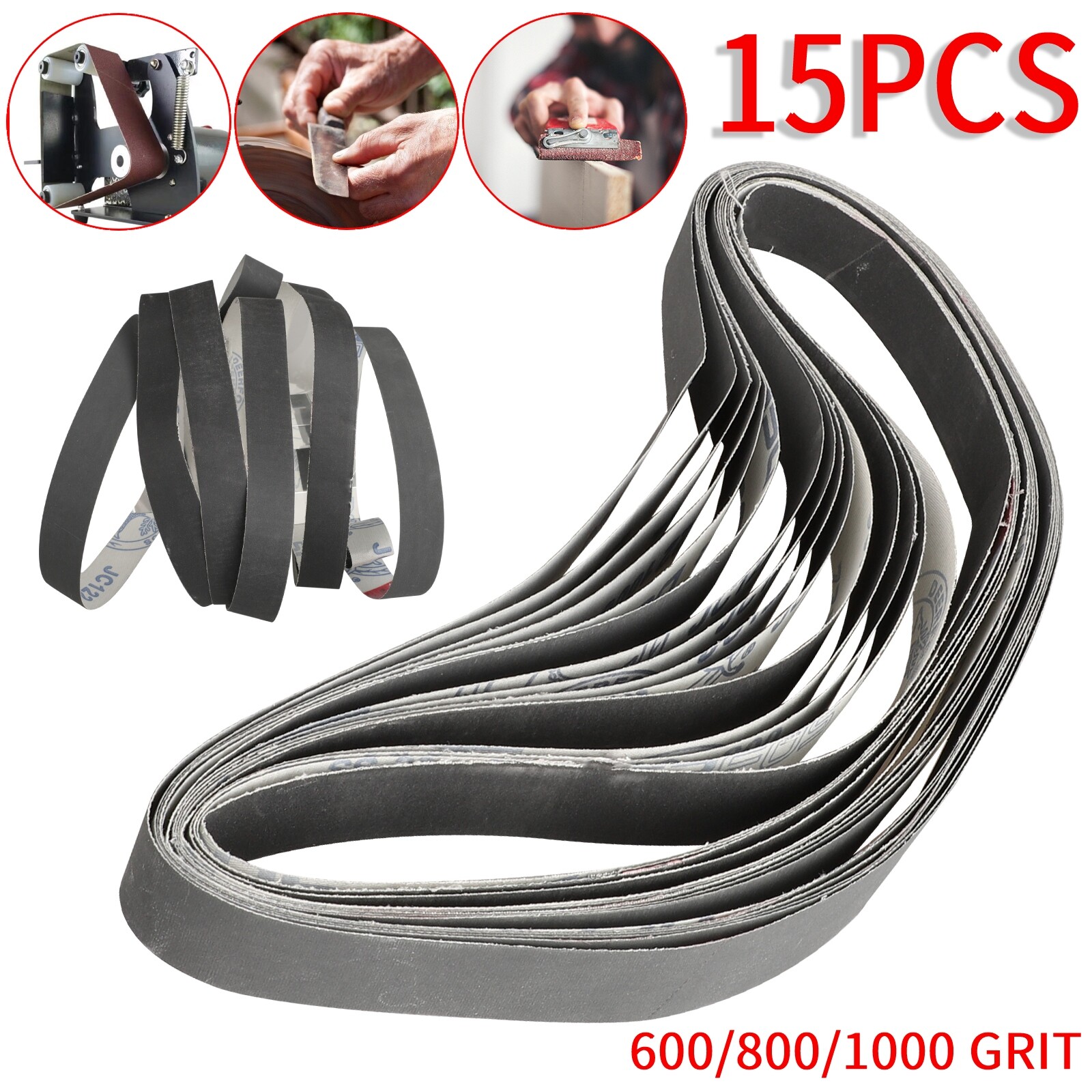 15Pcs 1"x30" 600 800 1000 Grit Sanding Belts Sander Grinding Polishing Sandpaper