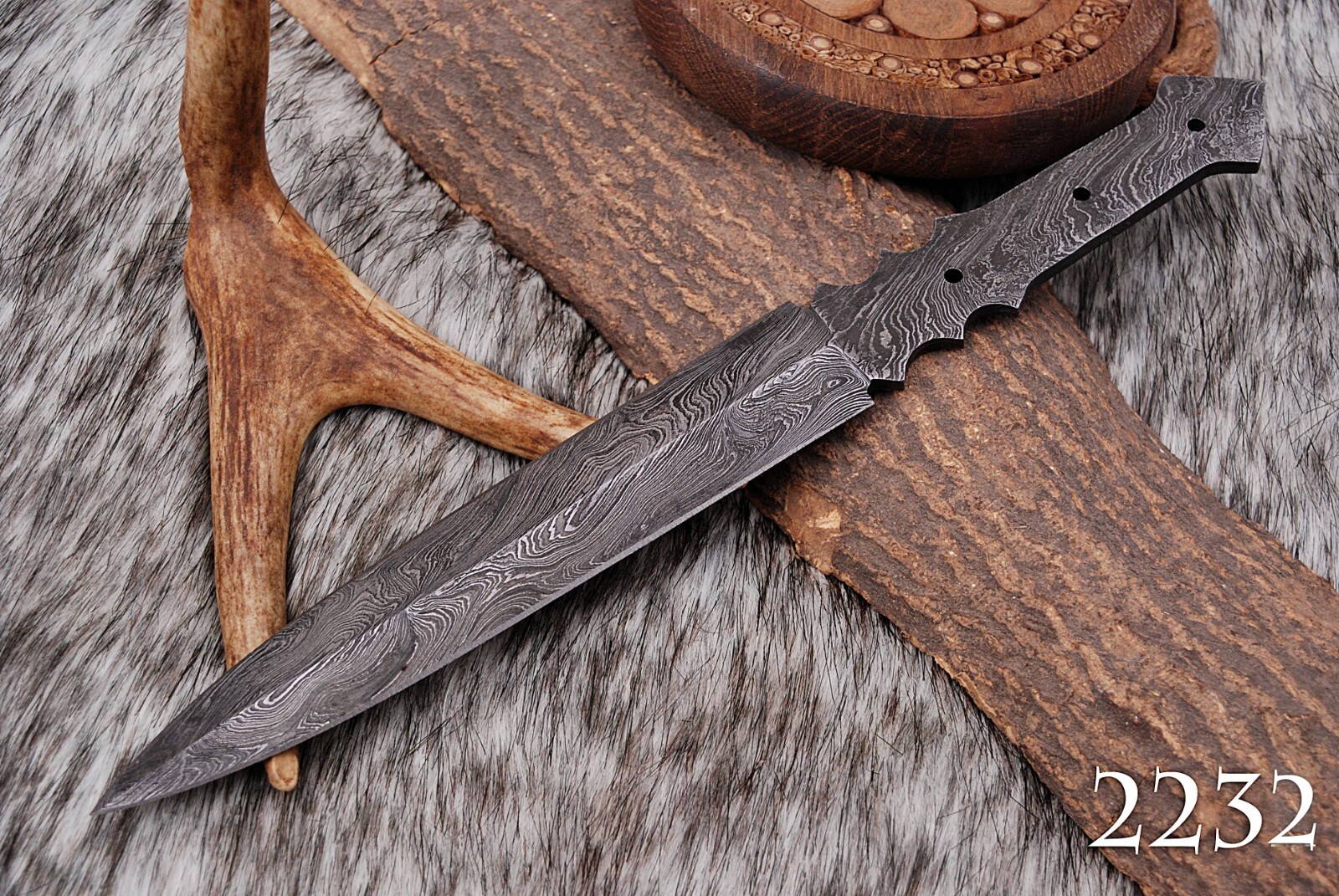 CUSTOM HANDMADE DAMASCUS STEEL BLANK BLADE SKINNING HUNTING BOWIE KNIFE X77