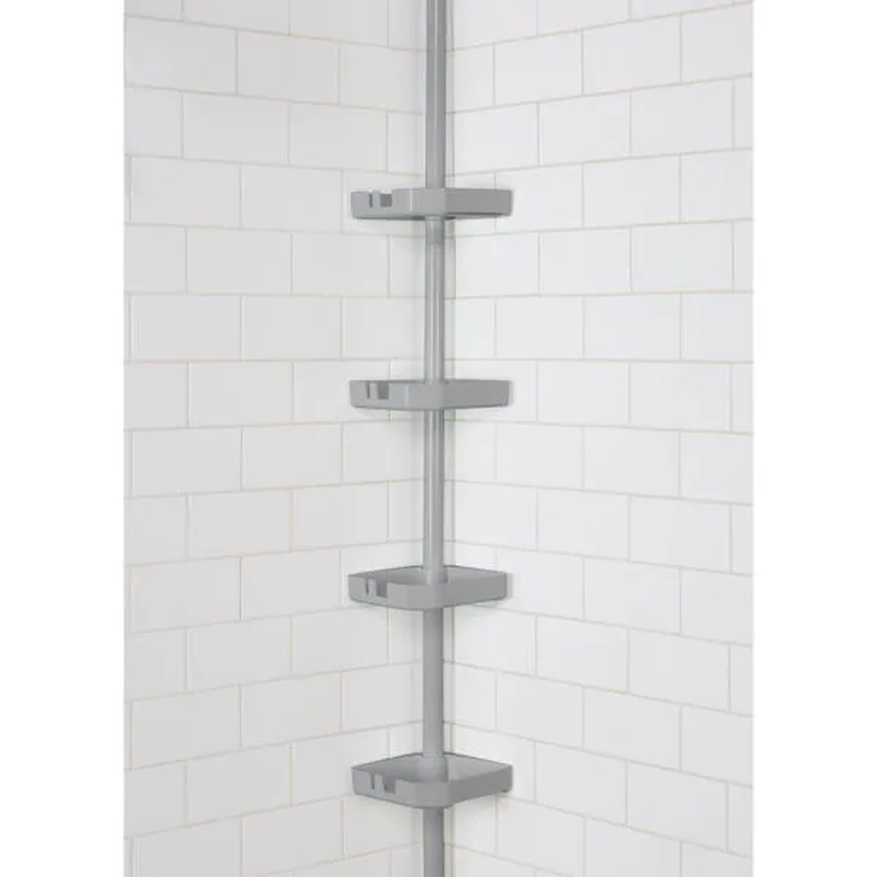 4 Tier Tension Corner Shower Organizer Caddy in Grey