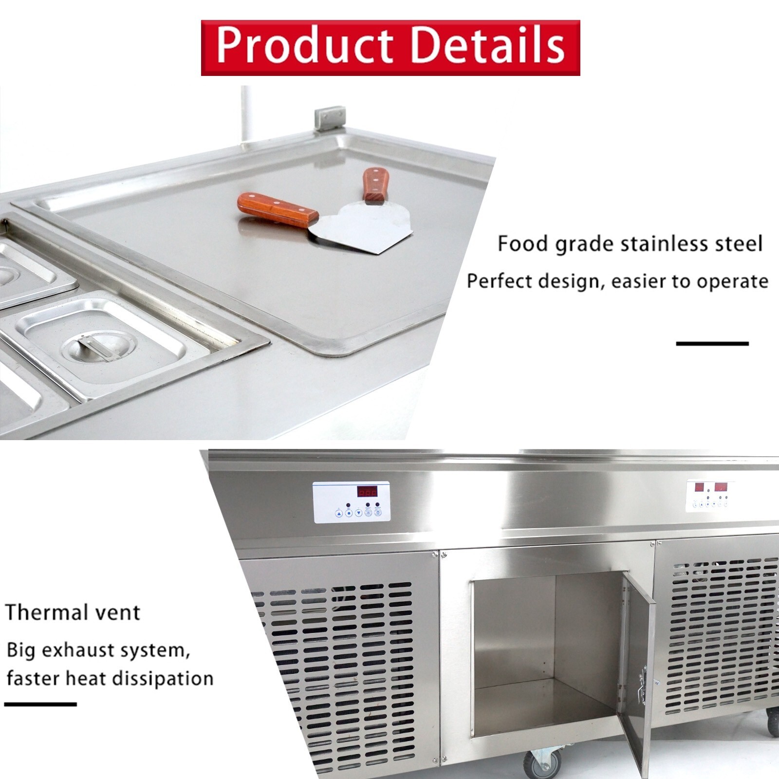 ETL Commercial double square pans roll ice cream machine fried ice cream maker