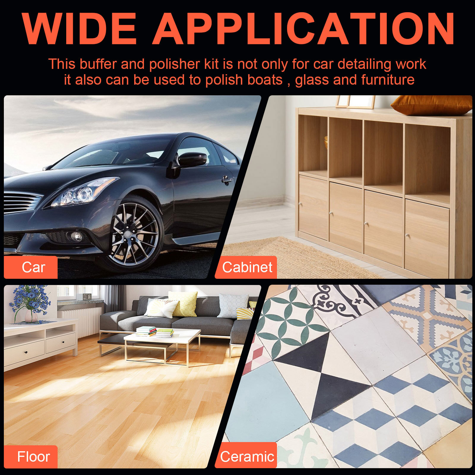 Car Buffer Polisher Waxer 7-Speed Rotary 5"6"+7" Backing Plate Polishing Machine