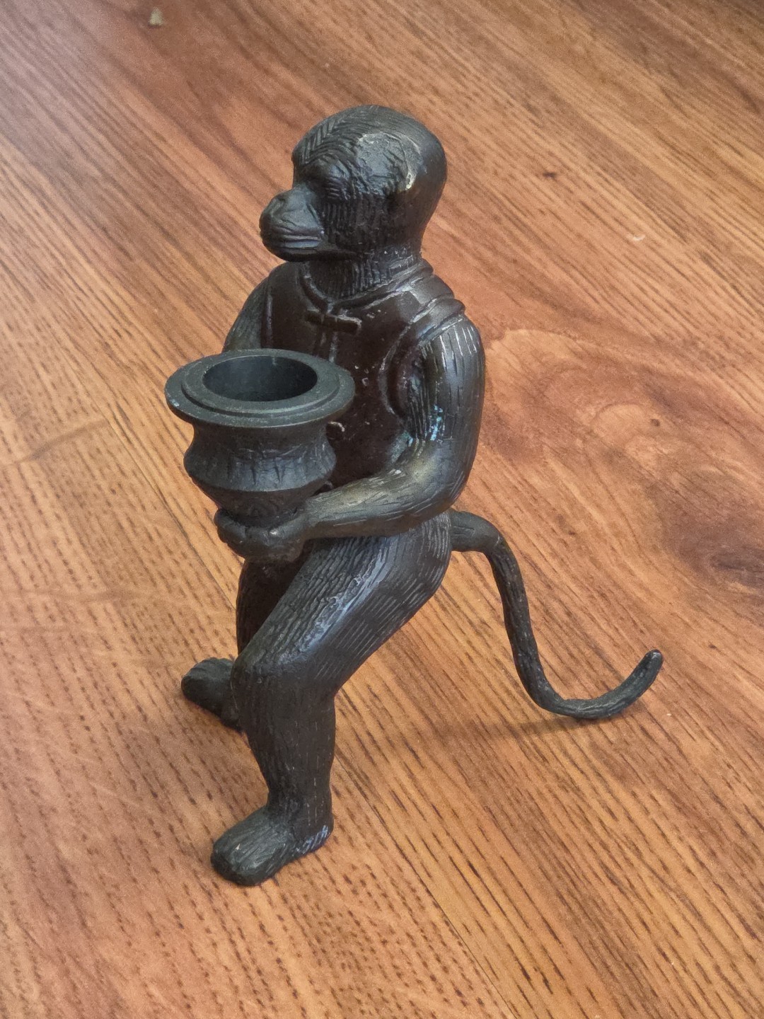 Antique Vienna Bronze Monkey Sculpture with Candle Holder 6.5" #2