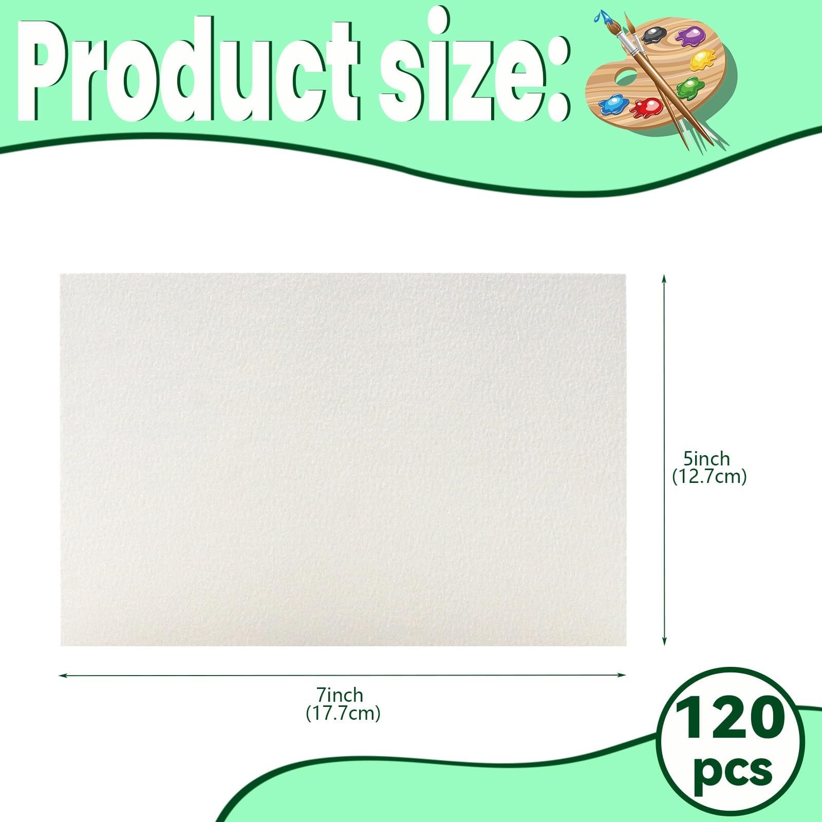 Fyess 120Pcs 100% Rag Cotton White Watercolor Paper Cold Press Bulk Drawing