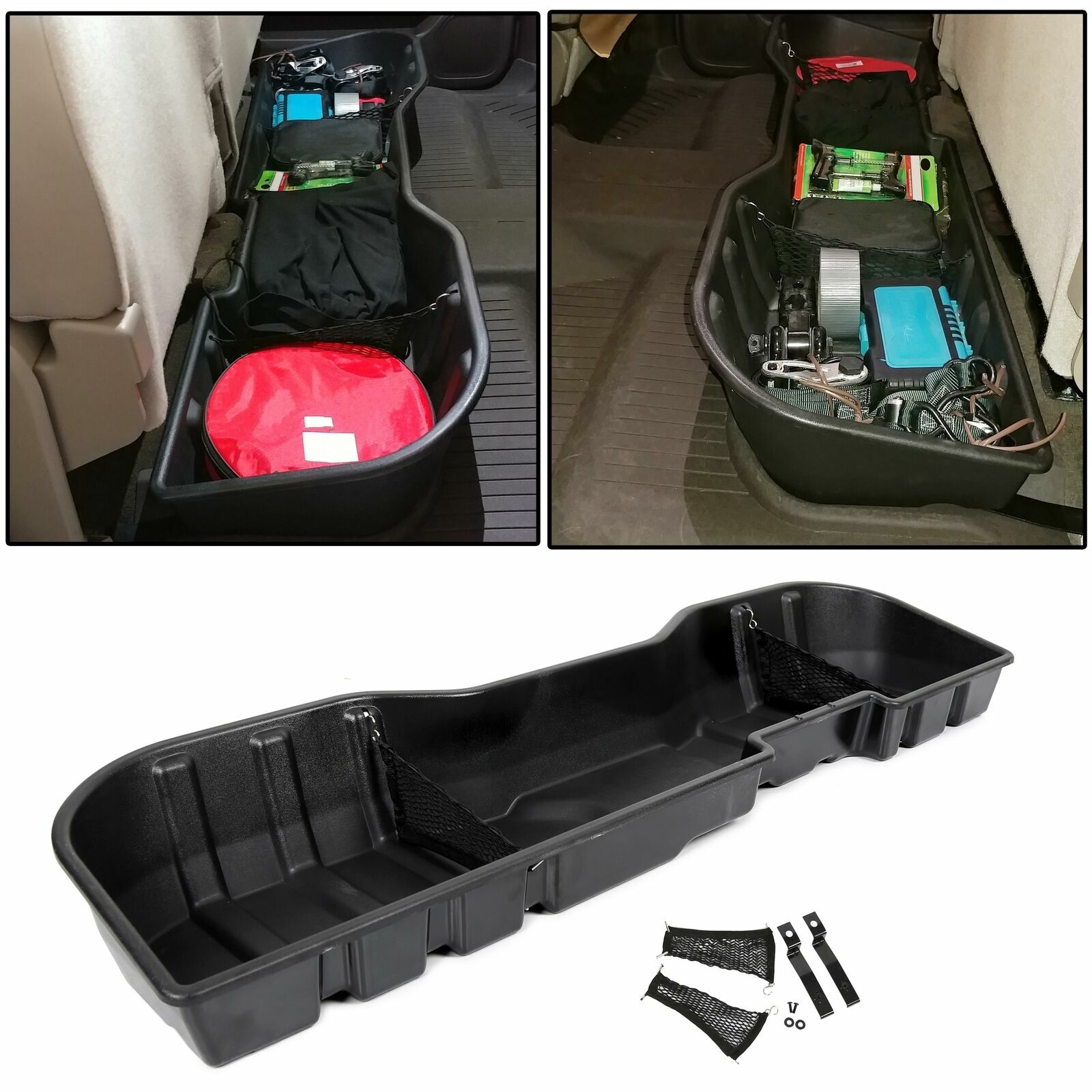 Underseat Storage Box For 07-18 Chevy Silverado Sierra 1500 2500 3500 Crew Cab