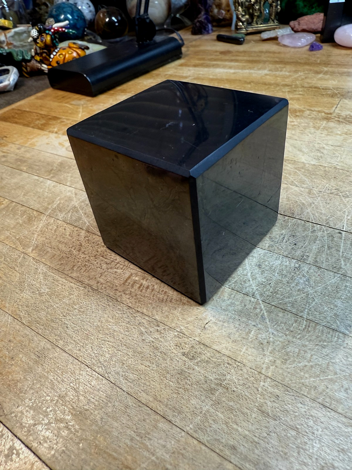 Shungite Med LG Polished Cube Beveled Edges Gemstone From Russian Federation 335