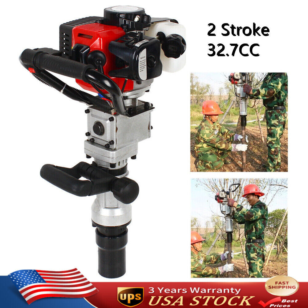 32.7cc Gas Powered T-Post Driver Pile 2 Stroke Gasoline Engine Fence Hammer