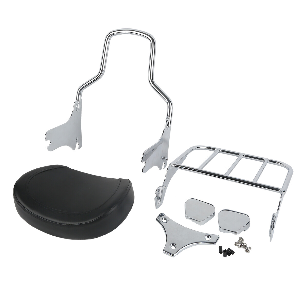 Chrome Backrest Sissy Bar Luggage Rack Docking Kit Fit For Harley Touring 97-08