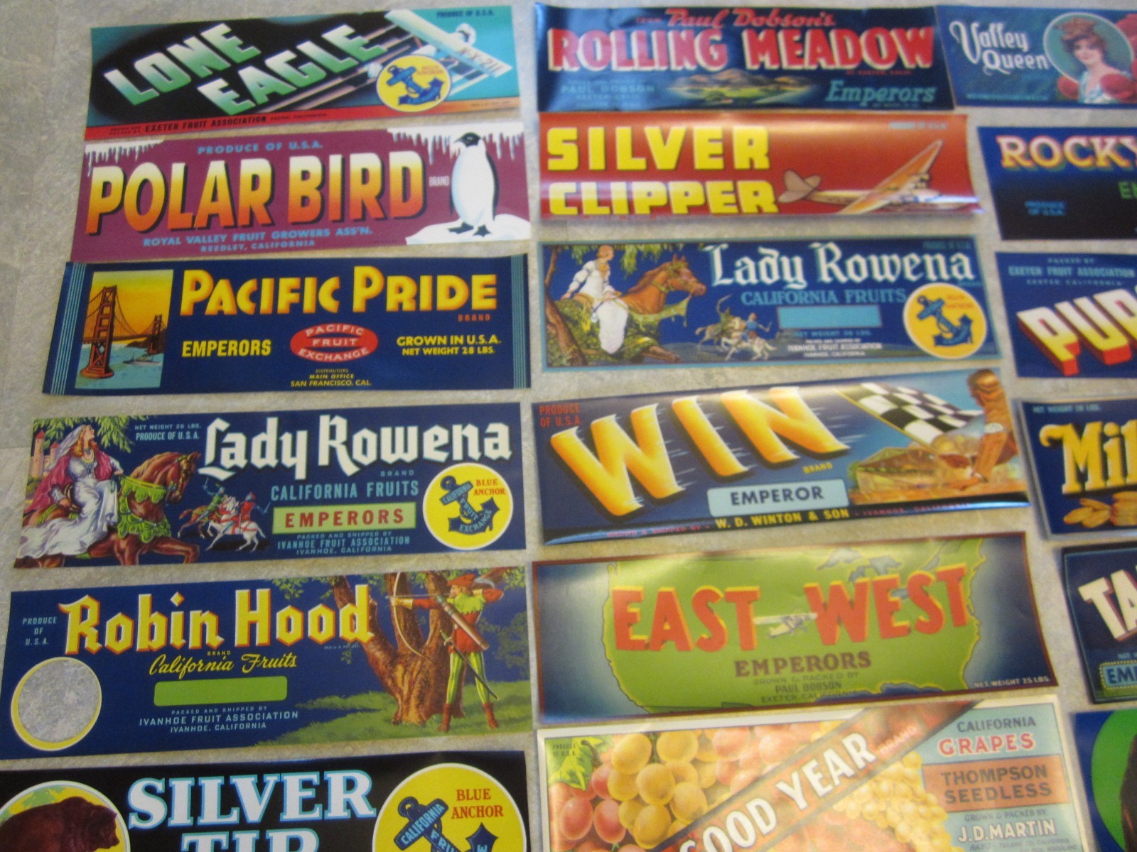 Lot of 40 Old Vintage - CALIFORNIA GRAPE - Crate LABELS - ALL DIFFERENT - Grapes