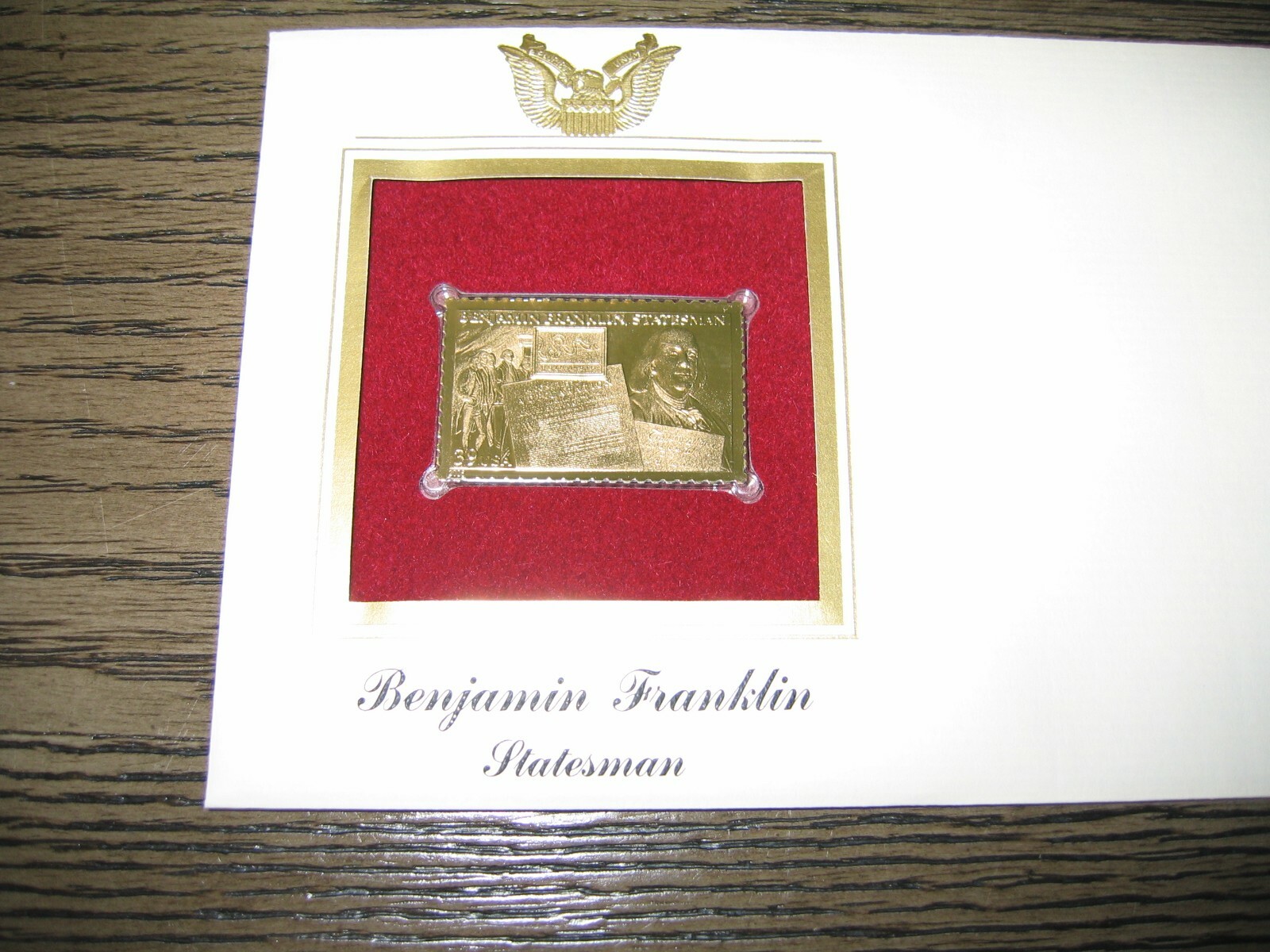 2006 Benjamin Franklin Statesman Replica Gold Golden Cover Stamp