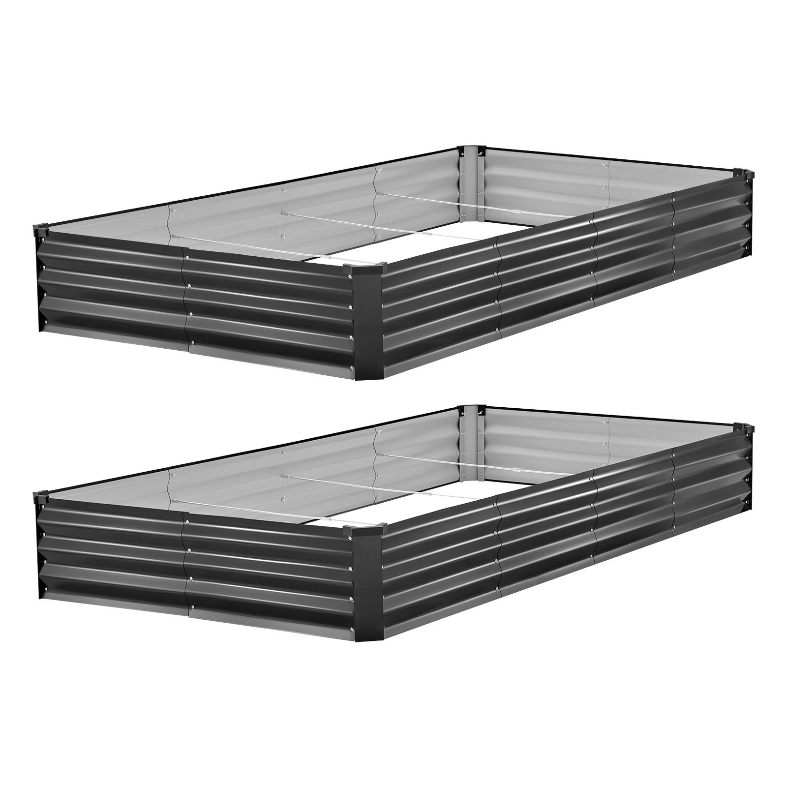 VEVOR 2 Pack Galvanized Raised Garden Beds 8x4x1 ft Rectangular Planter Box Gray