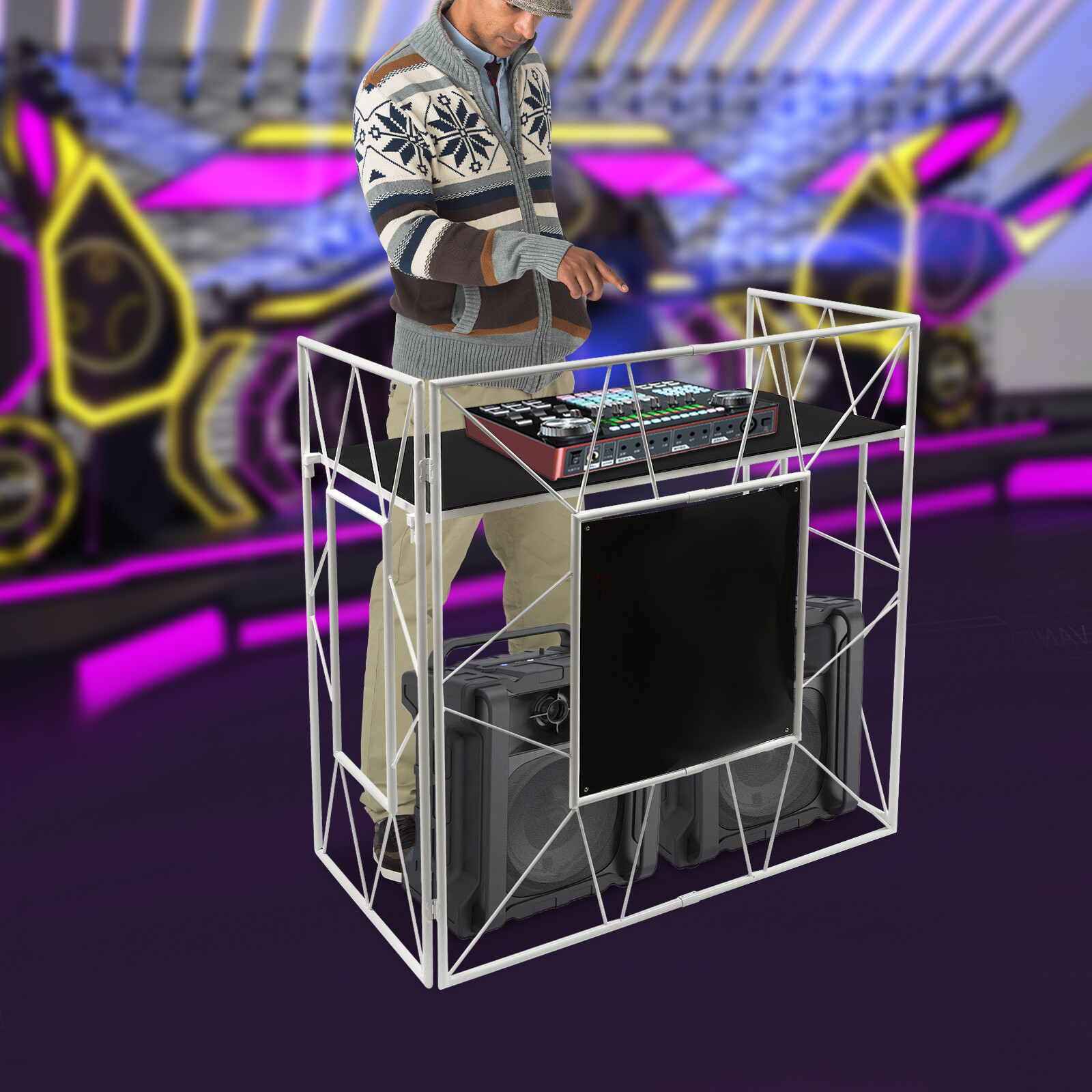 DJ Display Stand, DJ Event Booth Facade, Portable DJ Facade Booth Table, DJ Cont