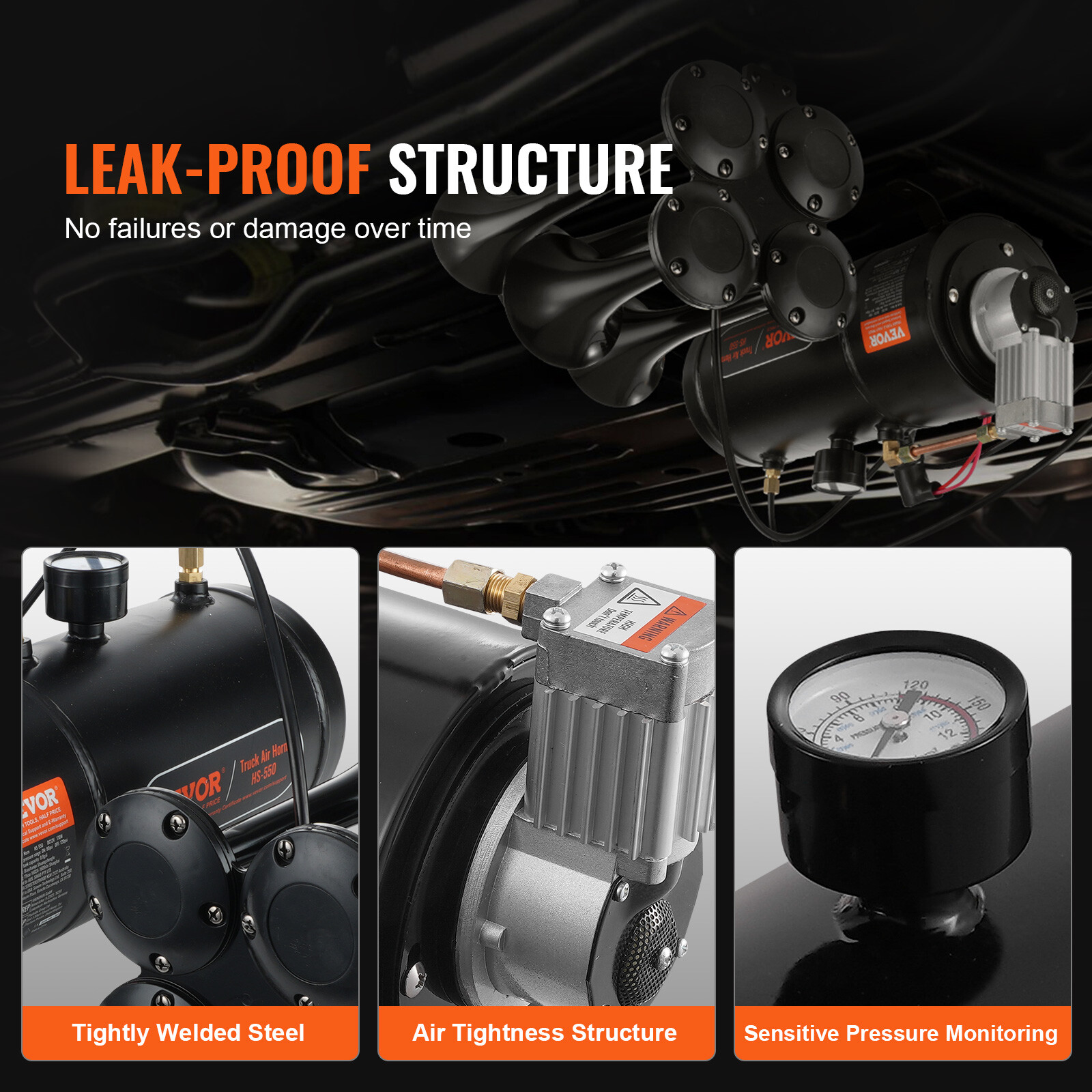 VEVOR 12V Air Compressor with 0.8 Gal/3L Tank Onboard Air Horn Compressor System