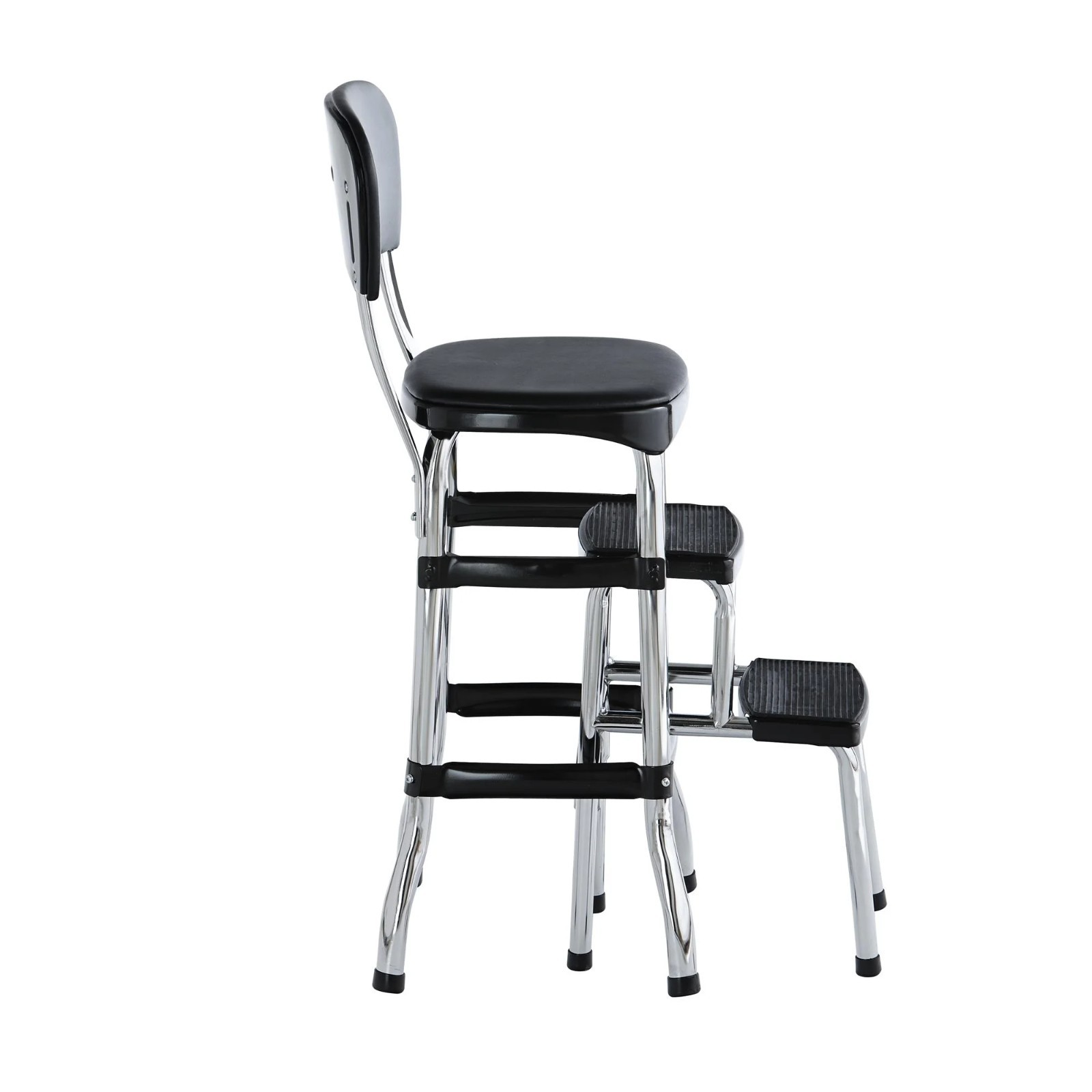 Retro Counter Chair / Step Stool - Black