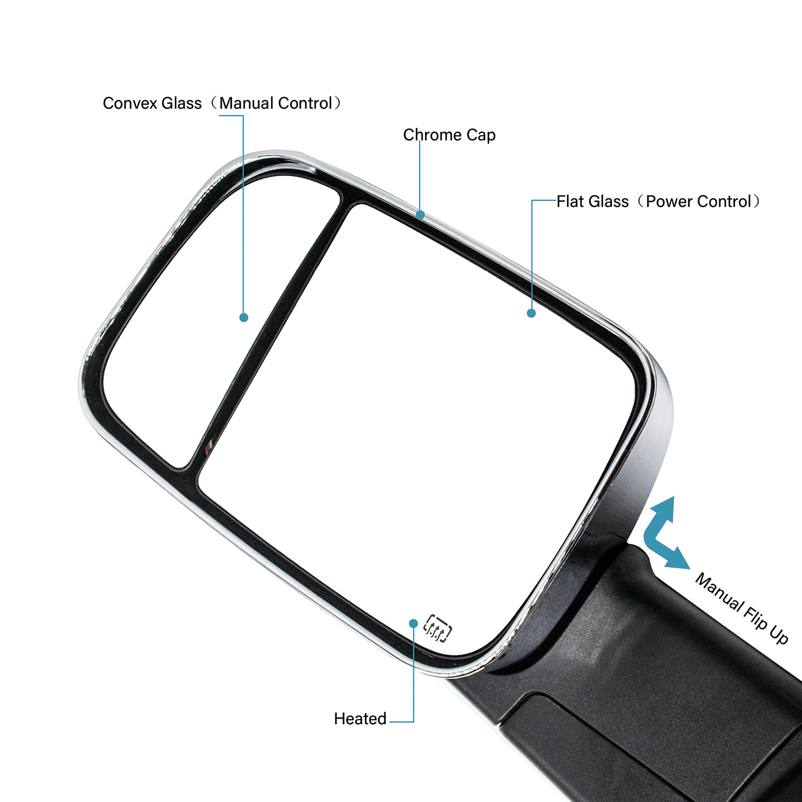 Towing Mirrors Fit 2011 2012 2013 2014 Ram 1500 2500 Power Heated Sensor Chrome