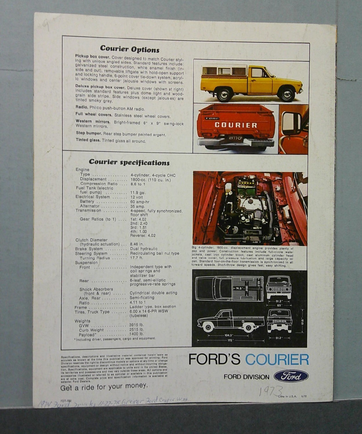 1973 Ford Courier Sales Folder