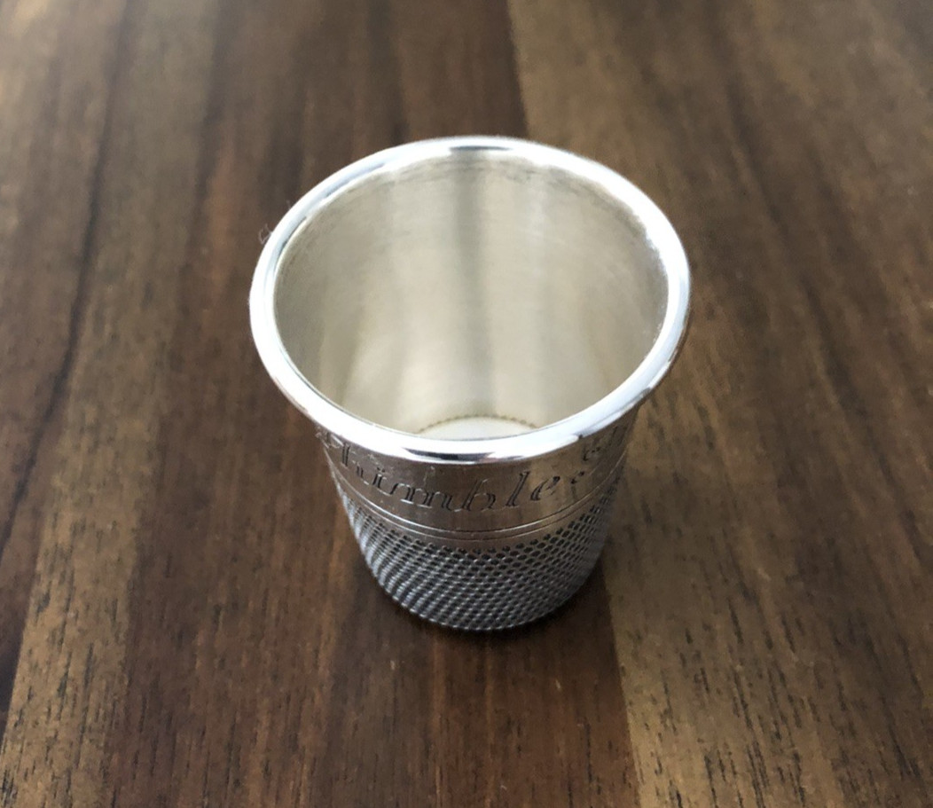 Thomae & Co. Sterling Silver "Only A Thimble Full" Shot Glass Jigger