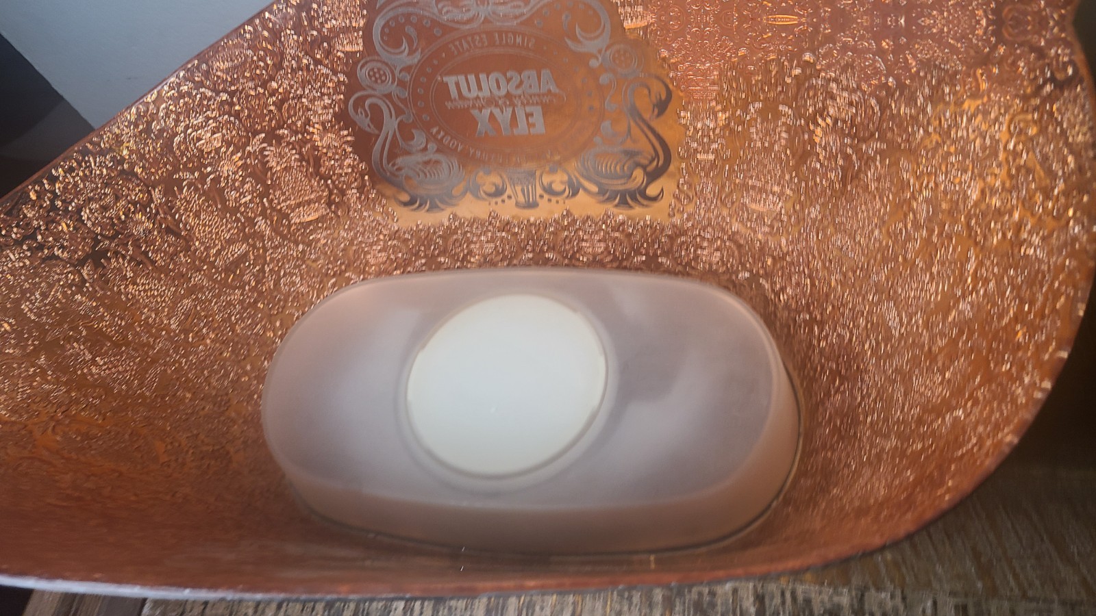 ABSOLUT ELYX Demask Copper Plastic LED White Illuminated Display Ice Bucket