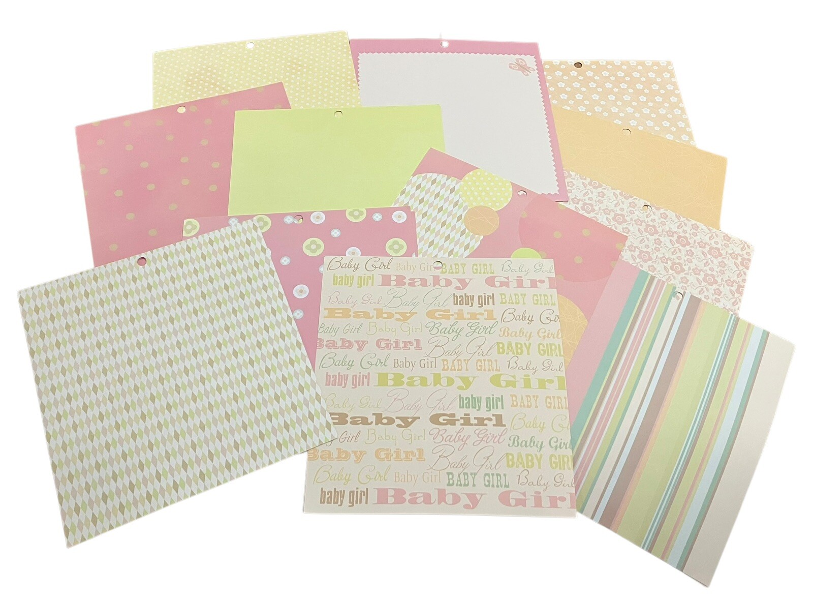 12x12 Scrapbook Paper Baby Girl Pastel 28 Pieces Junk Journal Craft Paper