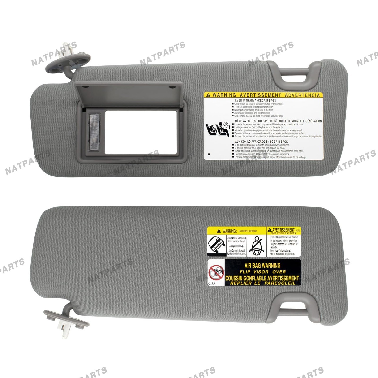 Left Driver Side Sun Visor w/ Light for 2014-2019 ToyotaHighlander74320-0E074-B0