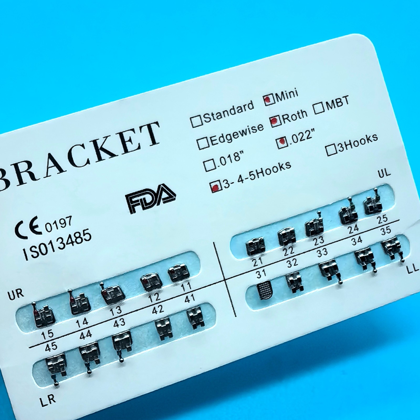 Dental Orthodontic Metal Brackets Braces Mini Roth Slot.022" Hooks 3-4-5 MIM