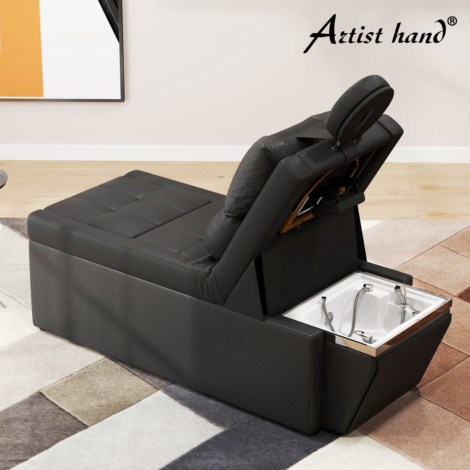 Black Shampoo Bowl Massage Bed Head Therapy Foot Bath Backwash Spa Salon Beauty