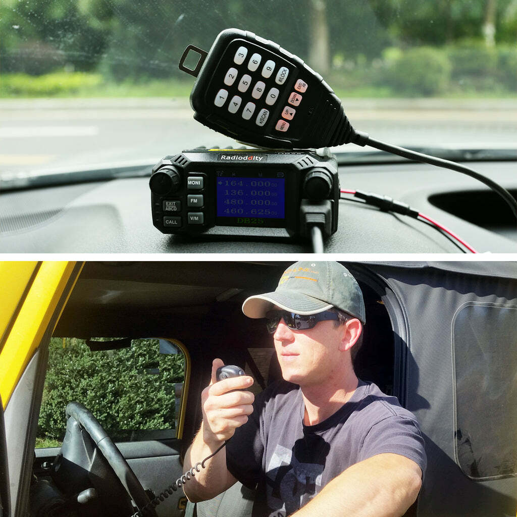 Radioddity DB25 Pro Car Mobile Radio Dual Band V/UHF 25Watt, Quad Band Antenna