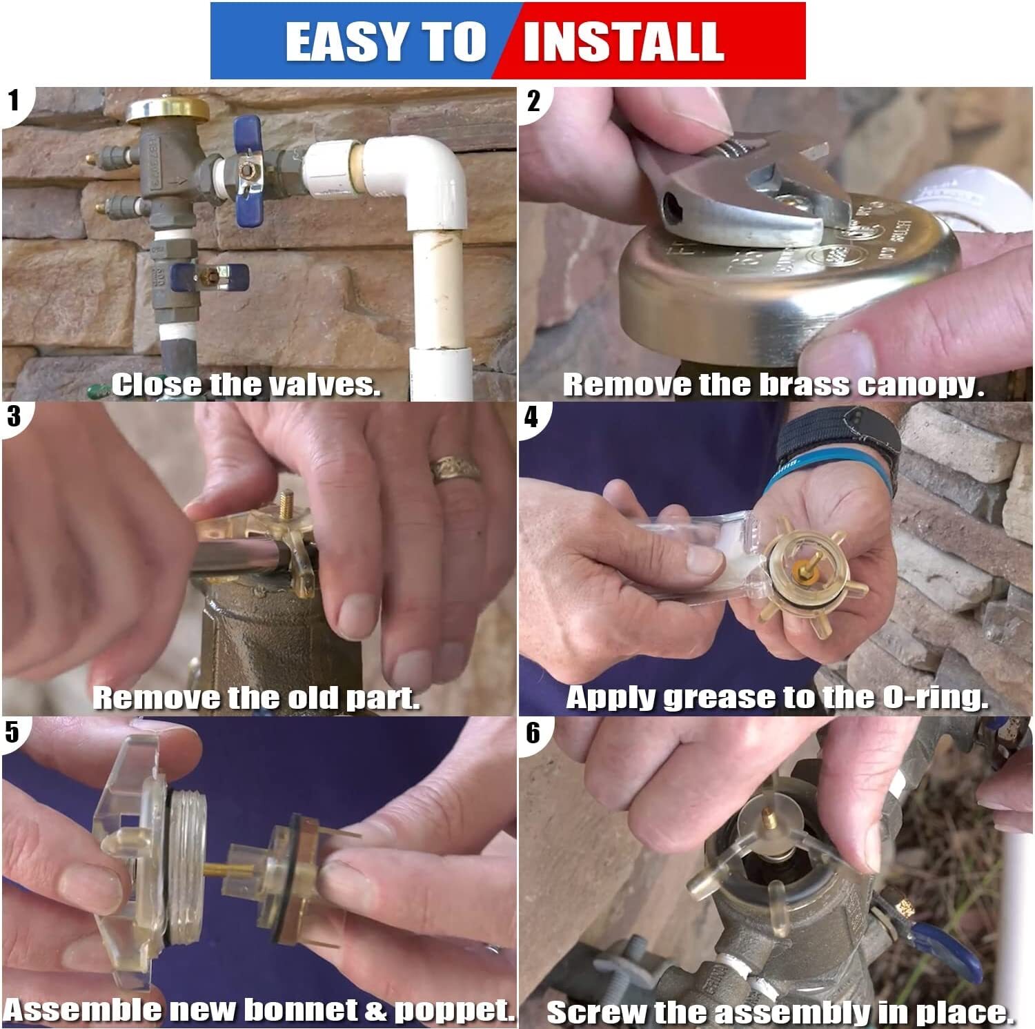 For Febco FRK 765-BP 1/2" & 3/4" Poppet and Bonnet Assembly Repair Kit #905-211