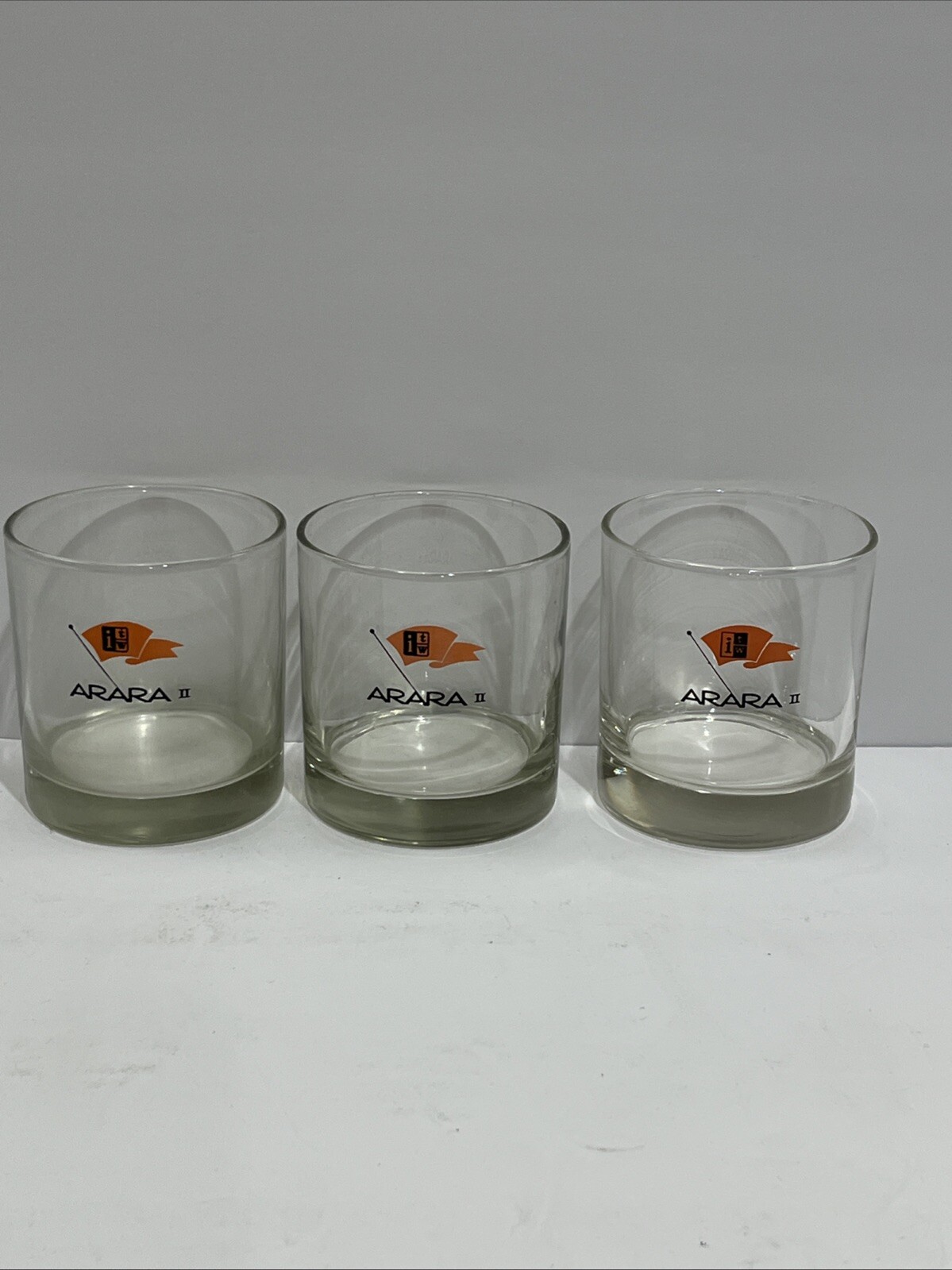 Rare Arara II Set Of 3 Rocks Drink Glasses Super Yacht. Boating, Dive Boat