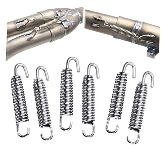 Motorcycle Exhaust Pipe Springs, 6Pcs Stainless Steel 65mm Motorcycle Silver