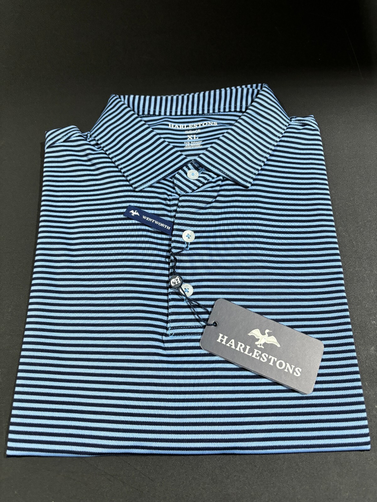 NWT MEN'S HARLESTONS THE WENTWORTH OCEAN BLUE POLO - XL