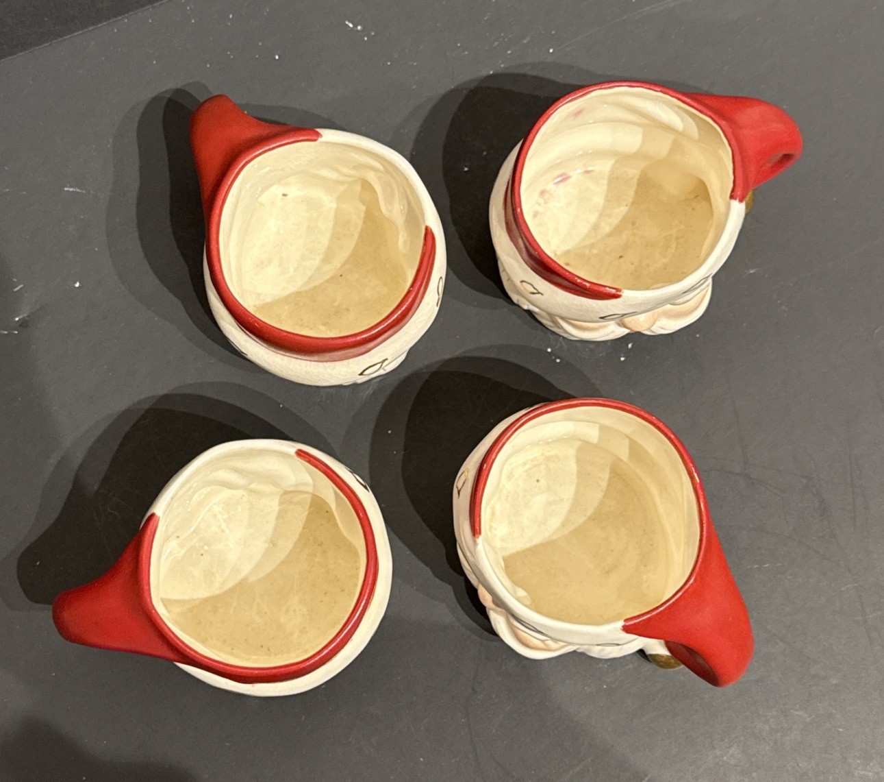 Vintage Santa Mugs Set Of 4 HH Style Made In Japan, 2.75” Tall