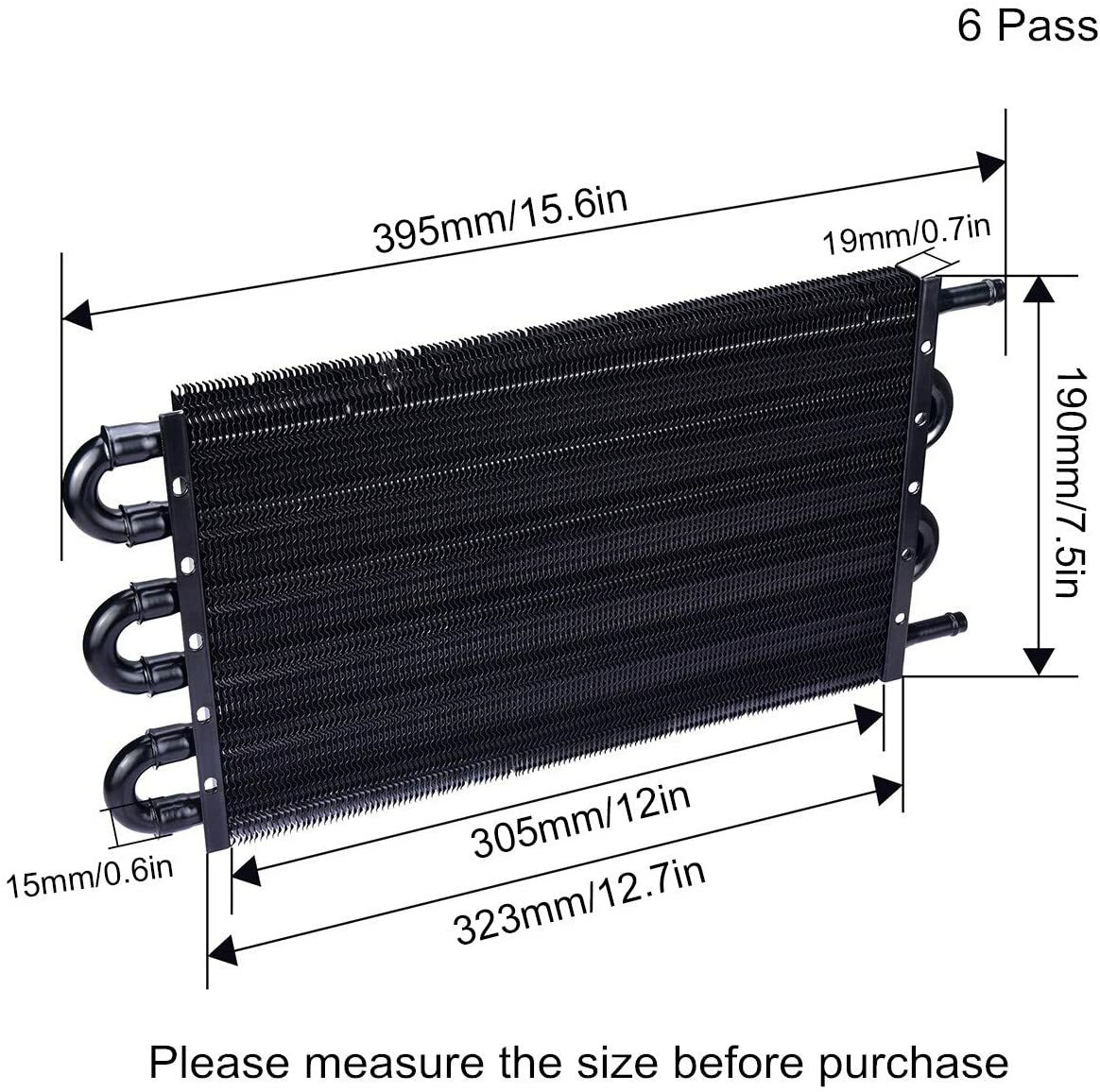 6 Rows Universal Aluminum Remote Transmission Oil Cooler Radiator Converter Kit