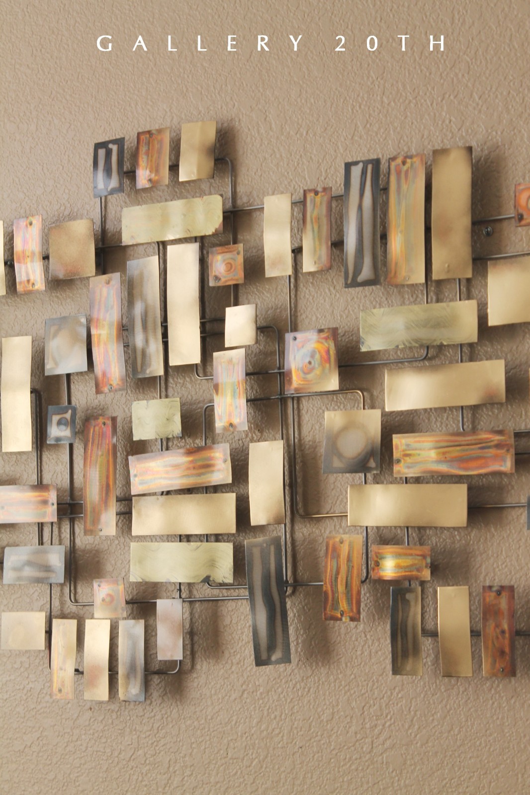 MONUMENTAL MODERNIST WALL SCULPTURE! BRUTALIST HANDCRAFTED METAL ART BRONZE ORIG