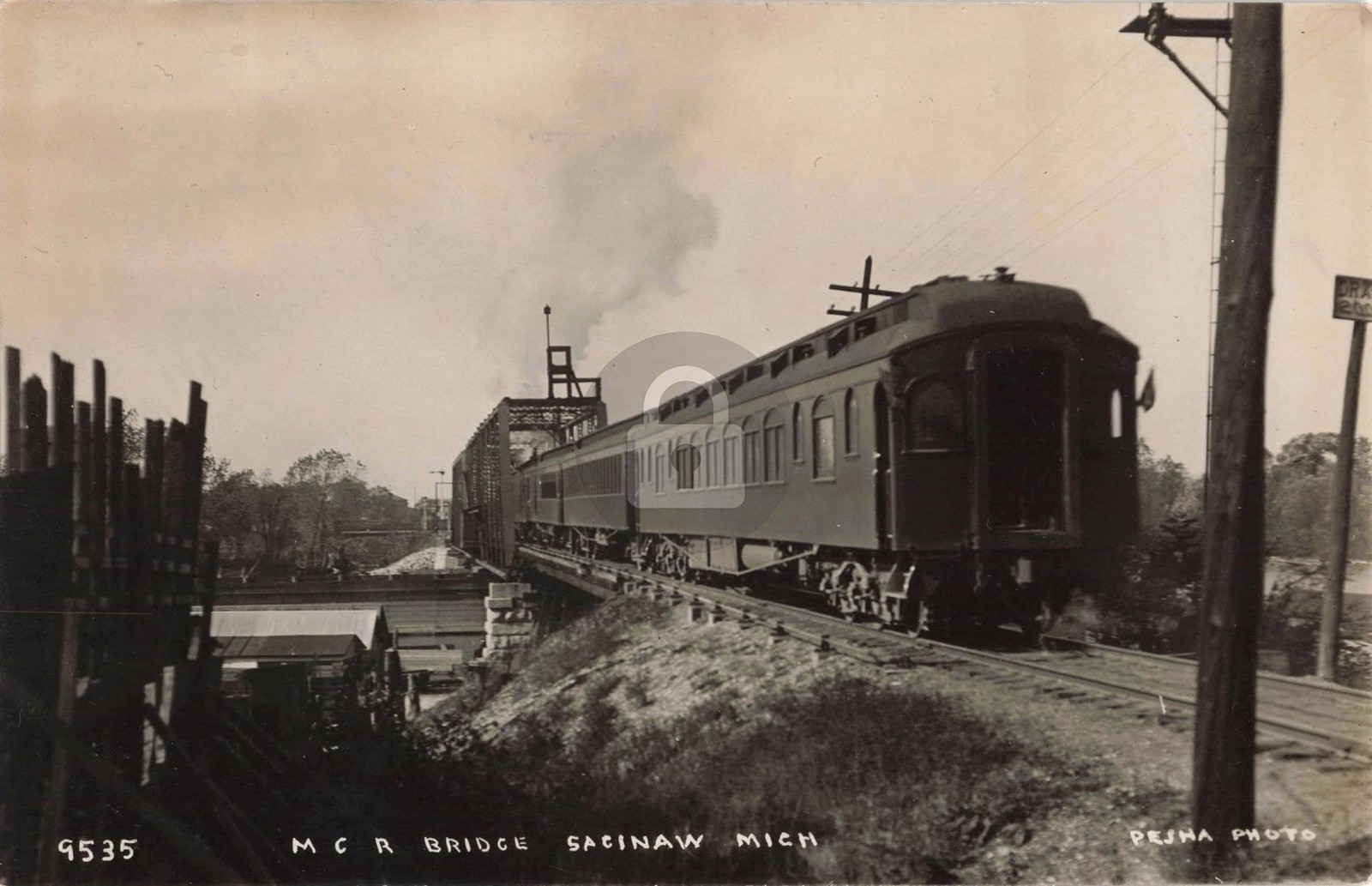 Railroad M.C. Bridge, Saginaw MI Michigan 1910 RPPC Photo Postcard COPY