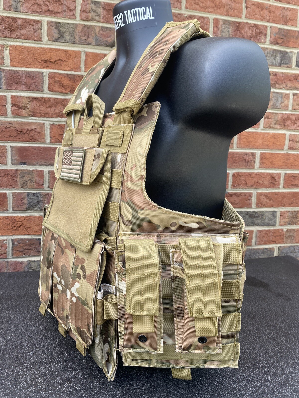 OCP Multicam Tactical Vest Plate Carrier Woodland- Adjustable. Pouches Included