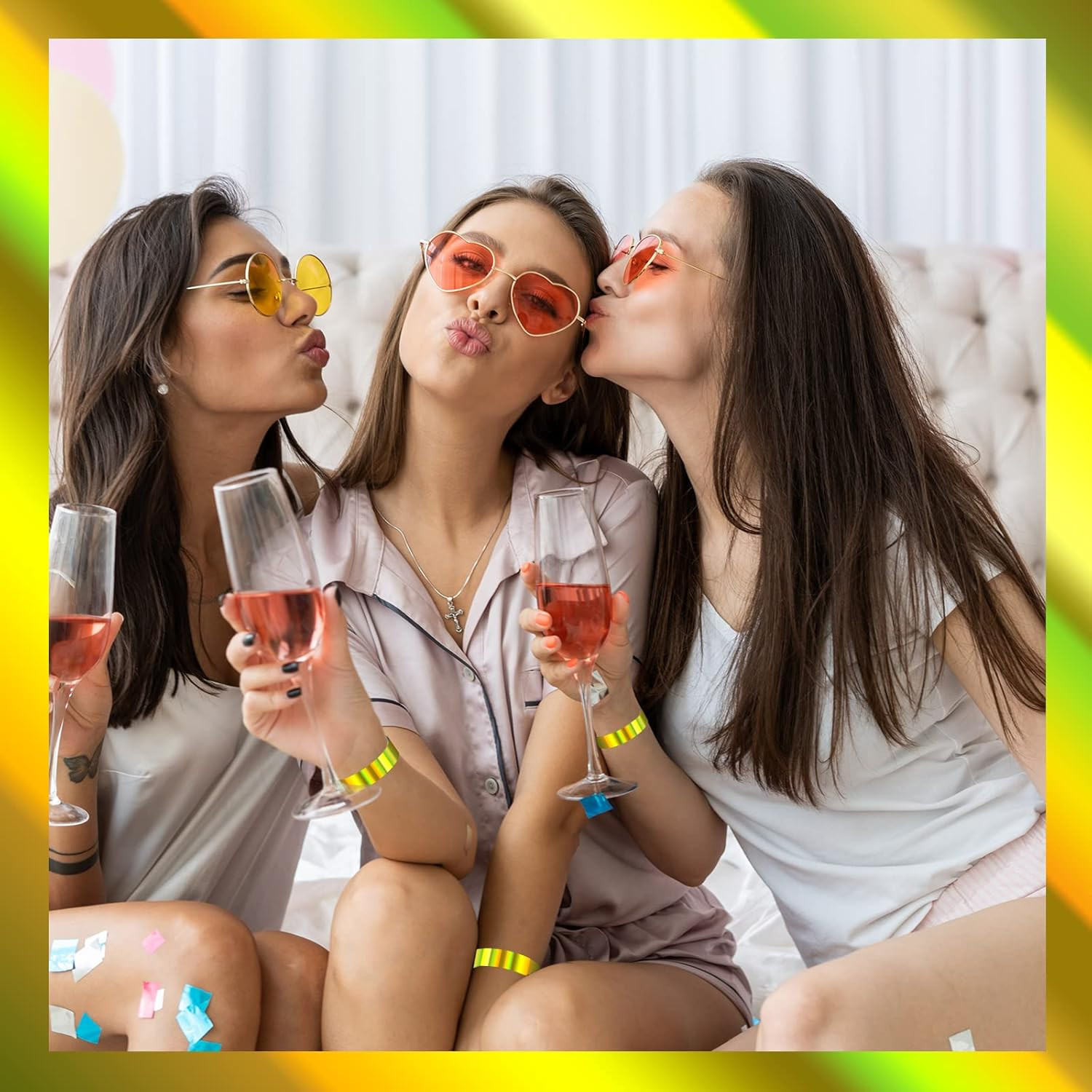 500 Pack Holographic Plastic Wristbands Paper Wrist Bands Waterproof Neon Wristb