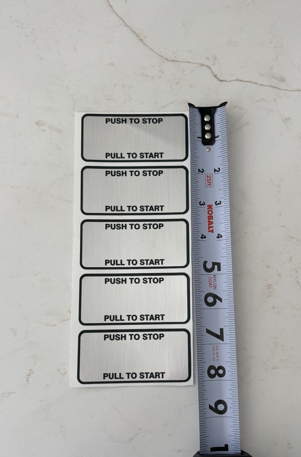 Push to Stop-Pull to Start Label,High Quality Metallic Sticker,Brand New,5 pack