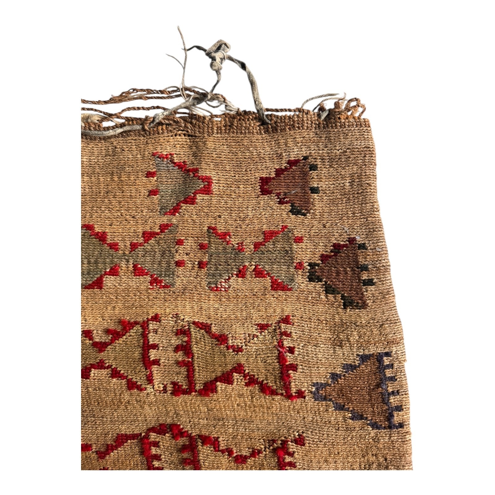 Antique Native American Plateau Nez Perce Double Sided Corn Husk Flat Bag