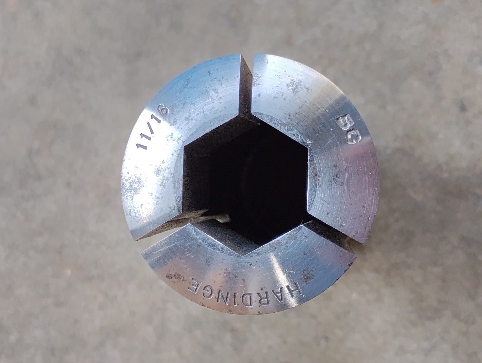 Hardinge 5C Collet 11/16” Hex With Internal & External Threads