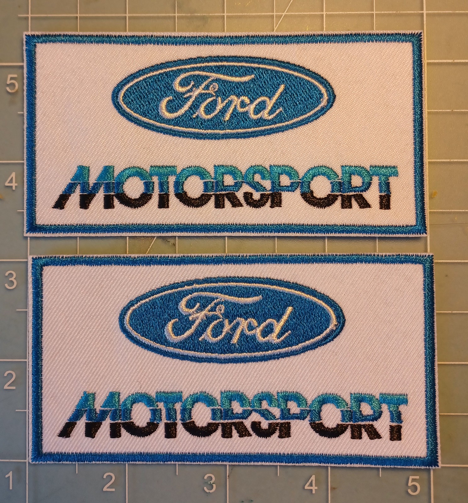 Ford Motorsport Embroidered Iron-On Patch 4x2" Set Of 2  NEW Mustang FREE SHIP