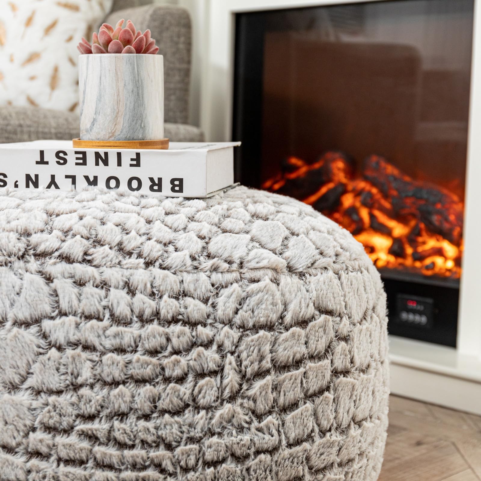 Ottoman Pouf Unstuffed Pouf Ottoman Foot Rest 20x12 Inches Fuzzy Chair Round Ott