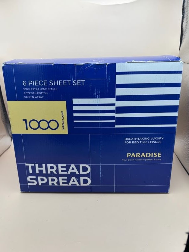 Thread Spread 6 Piece Sheet Set California King 1000 Thread Count - Light Blue
