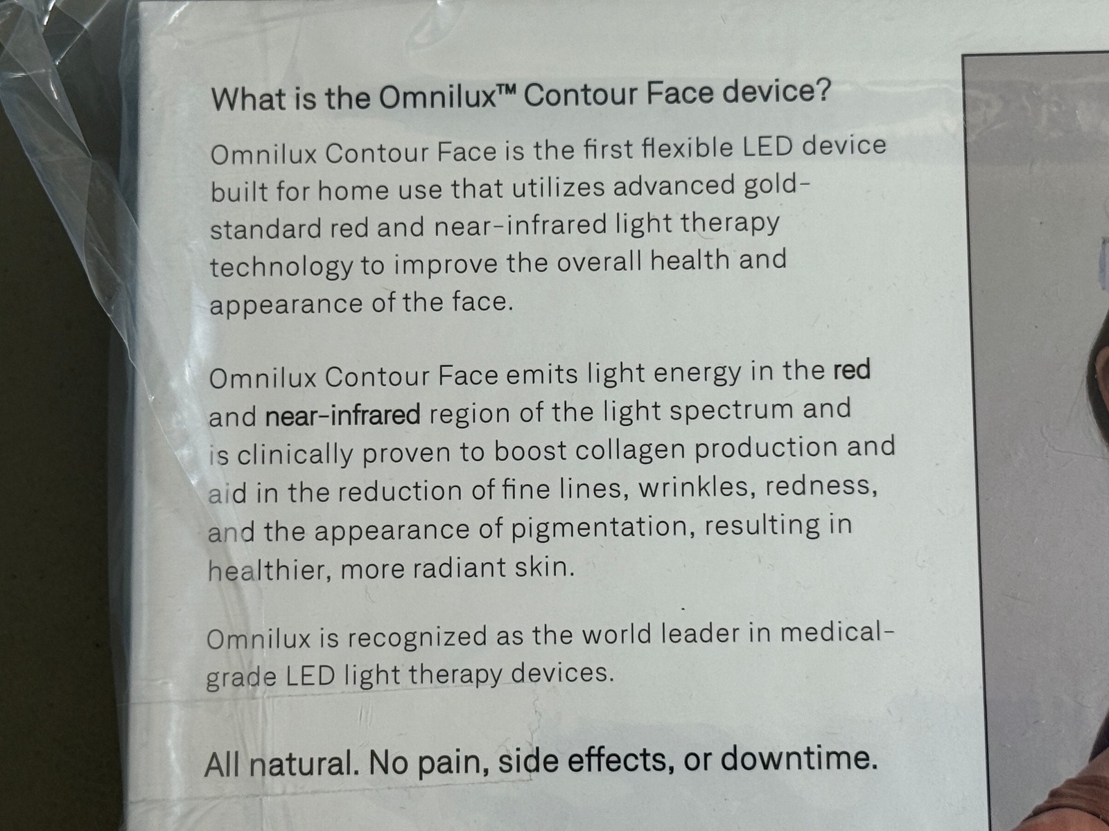 NEW Omnilux Contour Face LED Red Light Therapy Mask Reduce Lines Wrinkles Womens