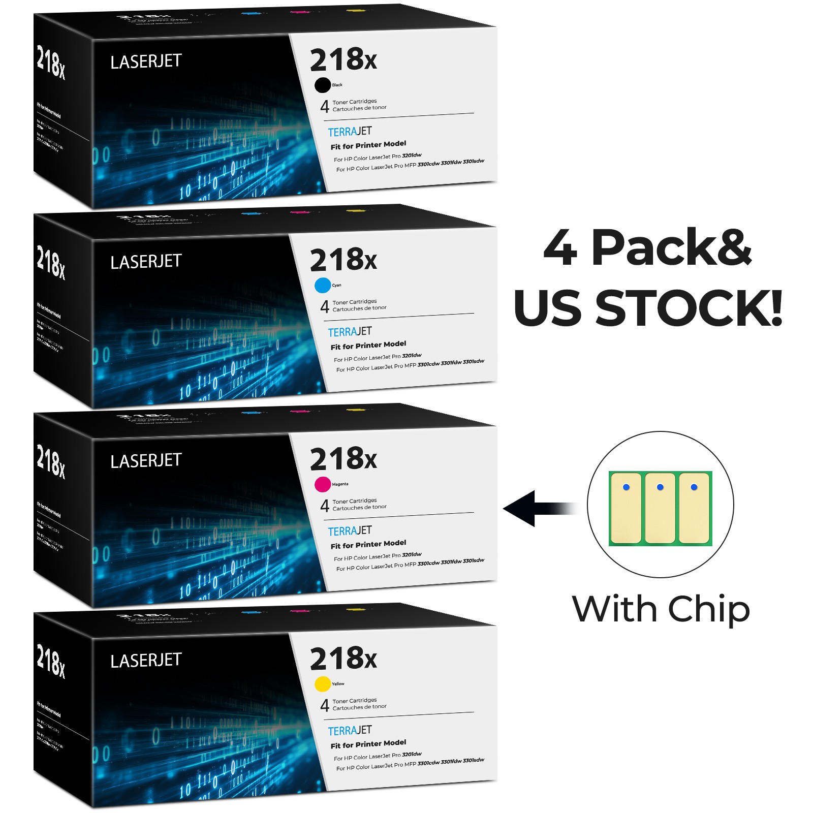 4PK Fit For HP 218X Toner W2180X for LaserJet Pro 3201dw MFP 3301fdw 3301sdw