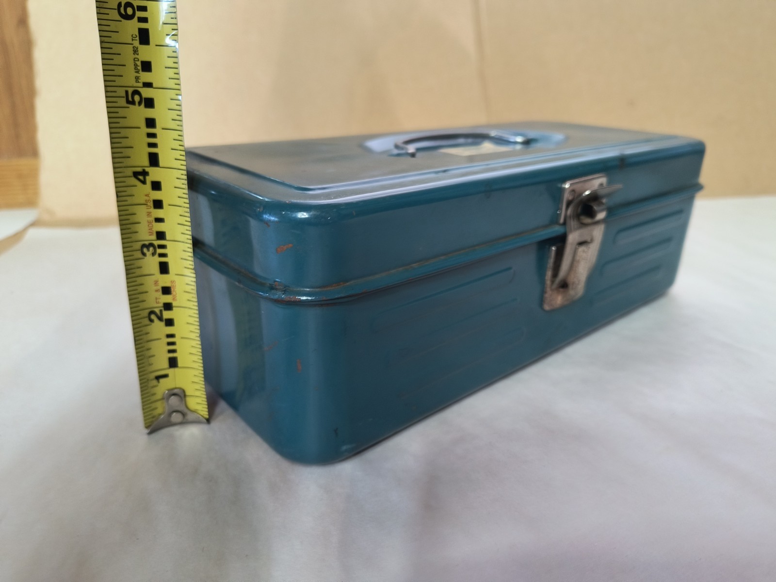 Vintage Union Chests Metal Tool Box Teal Blue Green Model NO 2011