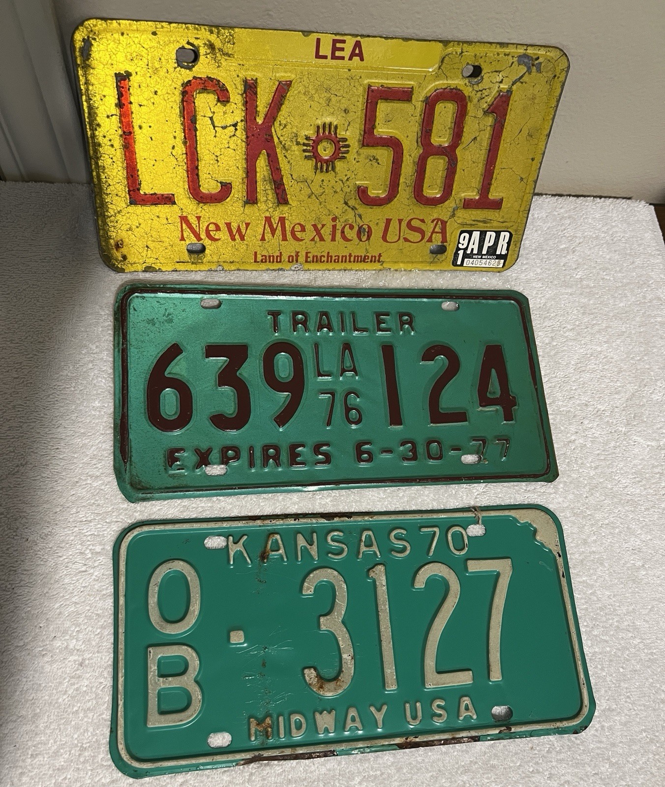 Lot of 3 Mix States original License Plates