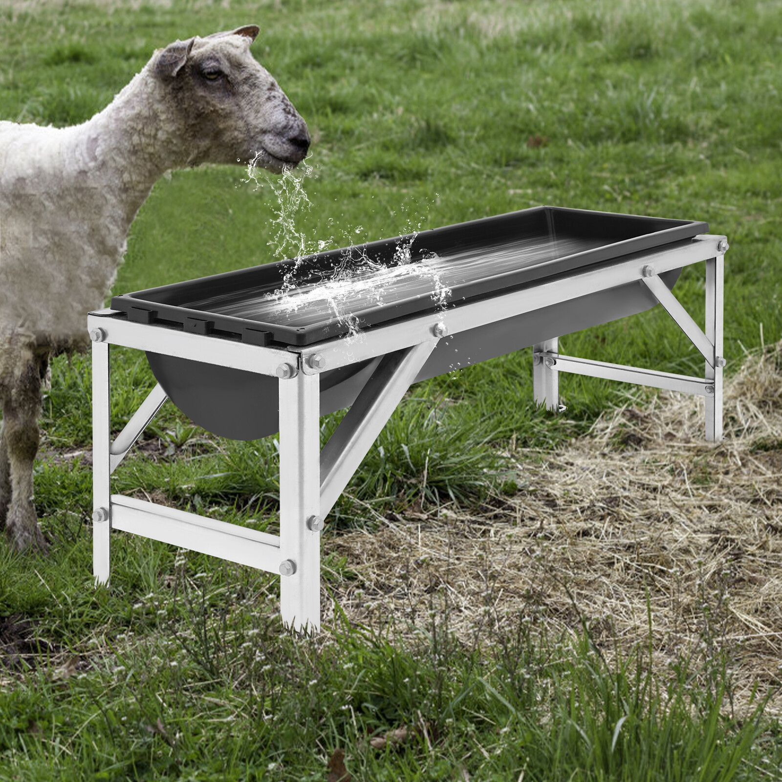 40.5" Livestock Feeding Trough 9.25 Gallon Pasture Hay Feeder Floor Standing