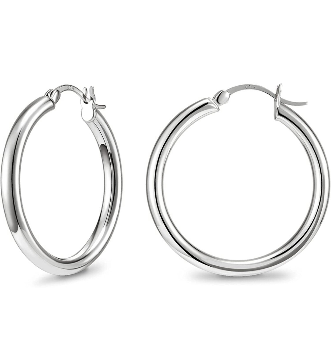 Solid 925 Sterling Silver Classic Hoop Earrings Unisex ALL SIZES