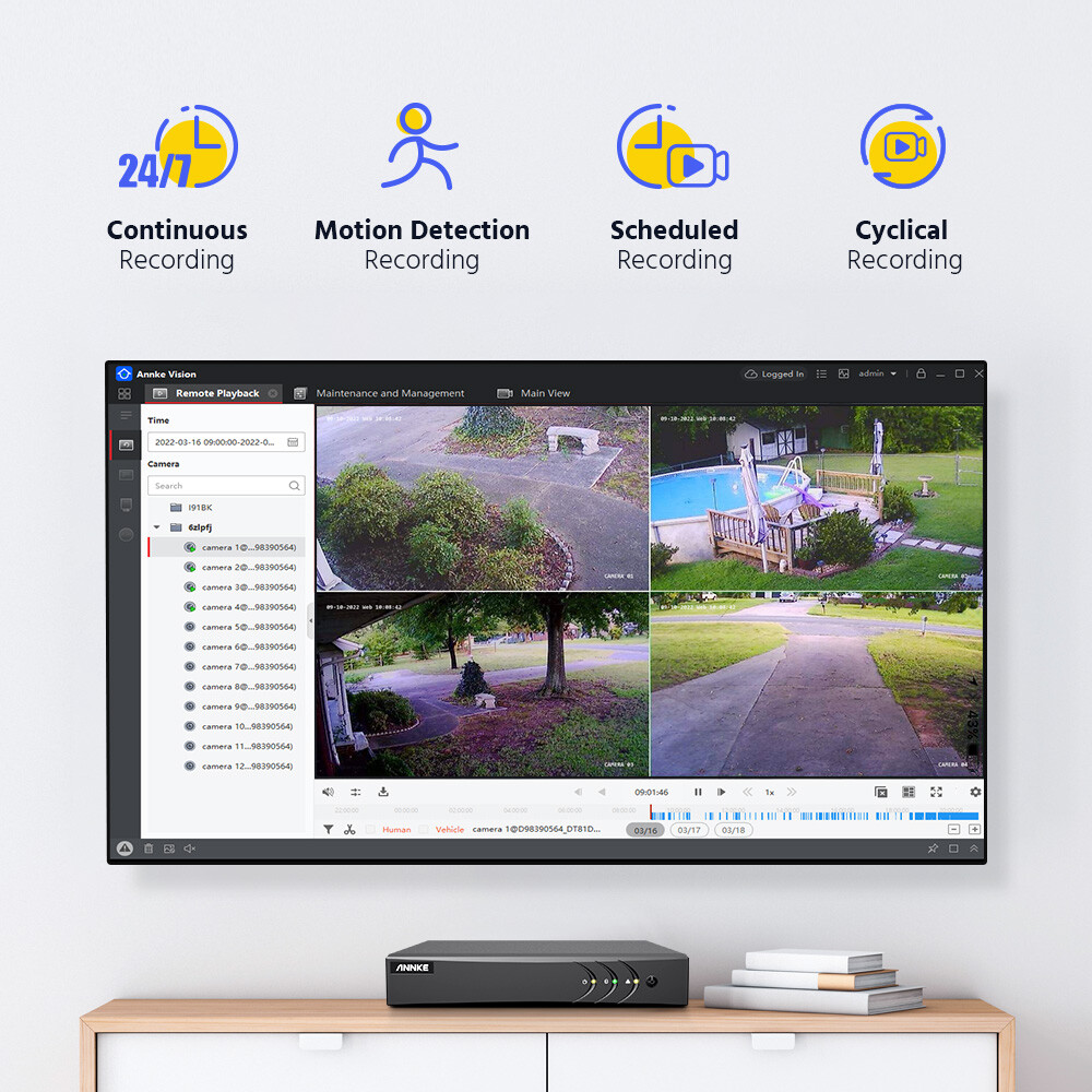 ANNKE 3K Lite 8CH DVR 1080P CCTV Outdoor Night Vision Security Camera System AI